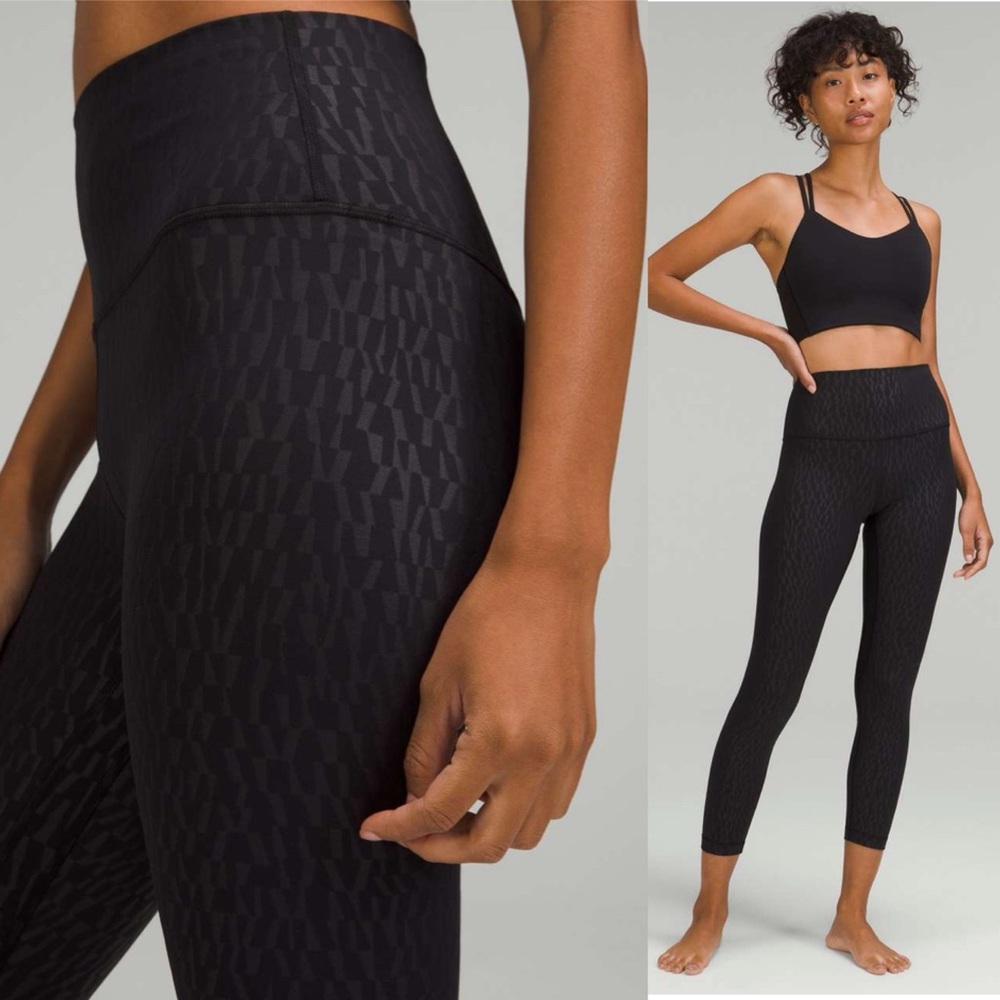 Lululemon Align High Rise Pant 25" Segment Emboss Black Leggings 6 Nulu W5DUYS - Picture 3 of 15